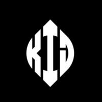 kij circle letter logo design con forma circolare ed ellittica. kij lettere ellittiche con stile tipografico. le tre iniziali formano un logo circolare. kij cerchio emblema astratto monogramma lettera marchio vettore. vettore