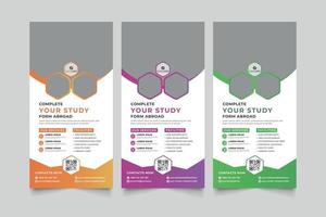 design creativo banner roll up vettore