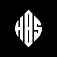 design del logo della lettera del cerchio hbs con forma circolare ed ellittica. lettere ellittiche hbs con stile tipografico. le tre iniziali formano un logo circolare. vettore del segno della lettera del monogramma astratto dell'emblema del cerchio di hbs.