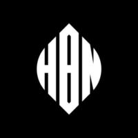 design del logo della lettera del cerchio hbn con forma circolare ed ellittica. lettere ellittiche hbn con stile tipografico. le tre iniziali formano un logo circolare. hbn cerchio emblema astratto monogramma lettera marchio vettore. vettore