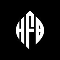 design del logo della lettera del cerchio hfb con forma circolare ed ellittica. lettere ellittiche hfb con stile tipografico. le tre iniziali formano un logo circolare. vettore del segno della lettera del monogramma astratto dell'emblema del cerchio hfb.