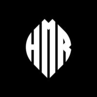 design del logo della lettera del cerchio hmr con forma circolare ed ellittica. lettere di ellisse hmr con stile tipografico. le tre iniziali formano un logo circolare. hmr cerchio emblema astratto monogramma lettera marchio vettore. vettore