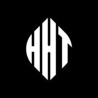 design del logo della lettera del cerchio hxt con forma circolare ed ellittica. lettere ellittiche hxt con stile tipografico. le tre iniziali formano un logo circolare. hxt cerchio emblema astratto monogramma lettera marchio vettore. vettore