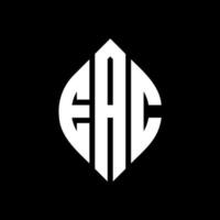 design del logo della lettera del cerchio eac con forma circolare ed ellittica. eac lettere ellittiche con stile tipografico. le tre iniziali formano un logo circolare. eac cerchio emblema astratto monogramma lettera marchio vettore. vettore