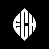 ech design del logo della lettera del cerchio con forma circolare ed ellittica. ech lettere ellittiche con stile tipografico. le tre iniziali formano un logo circolare. ech cerchio emblema astratto monogramma lettera marchio vettore. vettore