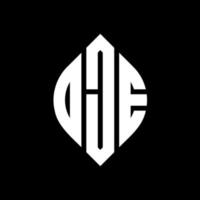 dje circle letter logo design con forma circolare ed ellittica. dje lettere ellittiche con stile tipografico. le tre iniziali formano un logo circolare. dje cerchio emblema astratto monogramma lettera marchio vettore. vettore