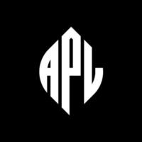 design del logo della lettera del cerchio apl con forma circolare ed ellittica. apl lettere ellittiche con stile tipografico. le tre iniziali formano un logo circolare. apl cerchio emblema astratto monogramma lettera marchio vettore. vettore