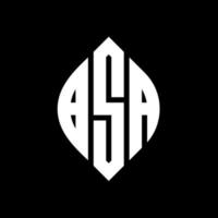 design del logo della lettera del cerchio bsa con forma circolare ed ellittica. bsa lettere ellittiche con stile tipografico. le tre iniziali formano un logo circolare. bsa cerchio emblema astratto monogramma lettera marchio vettore. vettore