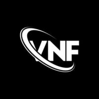 logo vnf. lettera vnf. design del logo della lettera vnf. iniziali vnf logo collegate con cerchio e logo monogramma maiuscolo. tipografia vnf per il marchio tecnologico, commerciale e immobiliare. vettore
