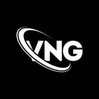 logo vng. lettera vng. design del logo della lettera vng. iniziali logo vng collegate con cerchio e logo monogramma maiuscolo. tipografia vng per il marchio tecnologico, commerciale e immobiliare. vettore