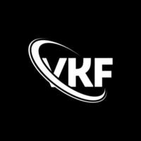 logo vkf. lettera vkf. design del logo della lettera vkf. iniziali logo vkf legate a cerchio e logo monogramma maiuscolo. tipografia vkf per il marchio tecnologico, commerciale e immobiliare. vettore