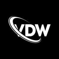 logo vdw. lettera vdw. design del logo della lettera vdw. iniziali logo vdw collegate con cerchio e logo monogramma maiuscolo. tipografia vdw per il marchio tecnologico, aziendale e immobiliare. vettore