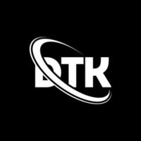 logo dtk. lettera dtk. design del logo della lettera dtk. iniziali dtk logo collegate con cerchio e logo monogramma maiuscolo. tipografia dtk per il marchio tecnologico, commerciale e immobiliare. vettore