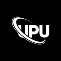 logo upu. lettera upu. design del logo della lettera upu. iniziali upu logo collegate a cerchio e logo monogramma maiuscolo. tipografia upu per il marchio tecnologico, commerciale e immobiliare. vettore