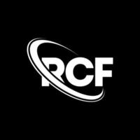 logo RCF. lettera rcf. design del logo della lettera rcf. iniziali logo rcf collegate a cerchio e logo monogramma maiuscolo. tipografia rcf per il marchio tecnologico, commerciale e immobiliare. vettore