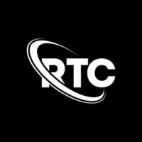 logo rtc. lettera rtc. design del logo della lettera rtc. iniziali logo rtc legate a cerchio e logo monogramma maiuscolo. tipografia rtc per marchio tecnologico, commerciale e immobiliare. vettore