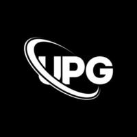 logo upg. lettera upg. design del logo della lettera upg. iniziali logo upg collegate con cerchio e logo monogramma maiuscolo. tipografia upg per il marchio tecnologico, commerciale e immobiliare. vettore