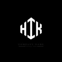 design del logo della lettera hik con forma poligonale. design del logo a forma di poligono e cubo hik. modello di logo vettoriale esagonale hik colori bianco e nero. monogramma hik, logo aziendale e immobiliare.