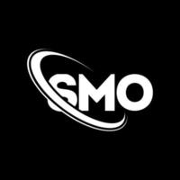 logo fumo. lettera smodata. design del logo della lettera smo. iniziali logo smo legate da cerchio e logo monogramma maiuscolo. tipografia smo per marchio tecnologico, aziendale e immobiliare. vettore