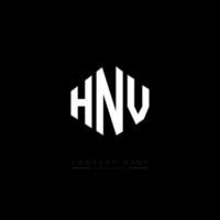 design del logo della lettera hnv con forma poligonale. hnv poligono e design del logo a forma di cubo. hnv esagono logo modello vettoriale colori bianco e nero. monogramma hnv, logo aziendale e immobiliare.