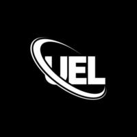 logo Uel. lettera uel. design del logo della lettera uel. iniziali logo uel collegate con cerchio e logo monogramma maiuscolo. tipografia uel per il marchio tecnologico, commerciale e immobiliare. vettore