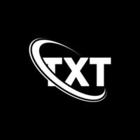 txt logo. txt lettera. design del logo della lettera txt. iniziali txt logo collegato con cerchio e logo monogramma maiuscolo. tipografia txt per il marchio tecnologico, commerciale e immobiliare. vettore