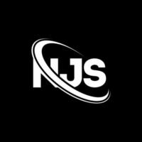 logo njs. lettera njs. design del logo della lettera njs. iniziali logo njs collegate con cerchio e logo monogramma maiuscolo. tipografia njs per il marchio tecnologico, commerciale e immobiliare. vettore