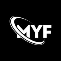 il mio logo. mia lettera. design del logo della lettera myf. iniziali myf logo collegate a cerchio e logo monogramma maiuscolo. tipografia myf per il marchio tecnologico, commerciale e immobiliare. vettore