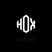 design del logo della lettera hox con forma poligonale. poligono hox e design del logo a forma di cubo. colori bianco e nero del modello di logo di vettore di esagono hox. monogramma hox, logo aziendale e immobiliare.