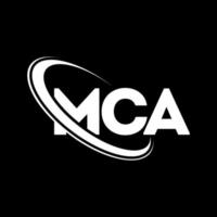 logo mca. lettera mca. design del logo della lettera mca. iniziali logo mca collegate a cerchio e logo monogramma maiuscolo. tipografia mca per il marchio tecnologico, commerciale e immobiliare. vettore