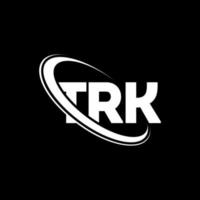 logo trk. lettera trk. design del logo della lettera trk. iniziali logo trk collegate con cerchio e logo monogramma maiuscolo. tipografia trk per il marchio tecnologico, commerciale e immobiliare. vettore