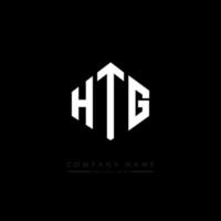 design del logo della lettera htg con forma poligonale. htg poligono e design del logo a forma di cubo. htg esagono logo modello vettoriale colori bianco e nero. monogramma htg, logo aziendale e immobiliare.