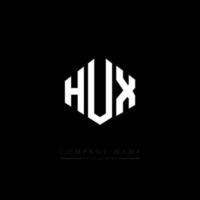 design del logo della lettera hux con forma poligonale. hux poligono e design del logo a forma di cubo. modello di logo vettoriale esagonale hux colori bianco e nero. monogramma hux, logo aziendale e immobiliare.
