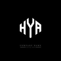 design del logo della lettera hya con forma poligonale. hya poligono e design del logo a forma di cubo. hya esagonale modello logo vettoriale colori bianco e nero. monogramma hya, logo aziendale e immobiliare.