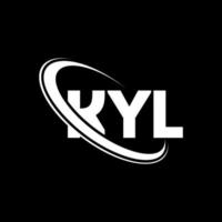 logo kyl. lettera kyl. disegno del logo della lettera kyl. iniziali logo kyl legate a cerchio e logo monogramma maiuscolo. tipografia kyl per il marchio tecnologico, commerciale e immobiliare. vettore