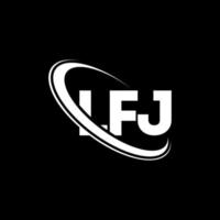 logo lfj. lettera lfj. design del logo della lettera lfj. iniziali logo lfj collegate con cerchio e logo monogramma maiuscolo. tipografia lfj per il marchio tecnologico, commerciale e immobiliare. vettore