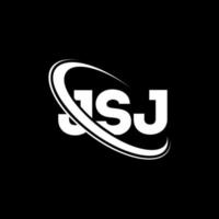 logo jsj. lettera jsj. design del logo della lettera jsj. iniziali logo jsj collegate con cerchio e logo monogramma maiuscolo. tipografia jsj per il marchio tecnologico, commerciale e immobiliare. vettore