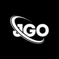 logo jgo. lettera jgo. design del logo della lettera jgo. iniziali logo jgo collegate con cerchio e logo monogramma maiuscolo. tipografia jgo per il marchio tecnologico, commerciale e immobiliare. vettore