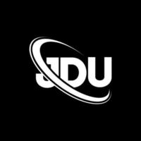 logo jdu. lettera jdu. design del logo della lettera jdu. iniziali logo jdu collegate con cerchio e logo monogramma maiuscolo. tipografia jdu per il marchio tecnologico, commerciale e immobiliare. vettore