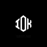 design del logo della lettera iok con forma poligonale. iok poligono e design del logo a forma di cubo. iok esagono logo modello vettoriale colori bianco e nero. monogramma iok, logo aziendale e immobiliare.