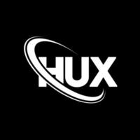 logo Hux. lettera hux. design del logo della lettera hux. iniziali logo hux collegate a cerchio e logo monogramma maiuscolo. tipografia hux per marchio tecnologico, commerciale e immobiliare. vettore