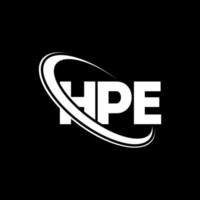 logo hpe. lettera hpe. design del logo della lettera hpe. iniziali logo hpe collegate a cerchio e logo monogramma maiuscolo. tipografia hpe per il marchio tecnologico, commerciale e immobiliare. vettore