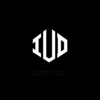 design del logo della lettera iud con forma poligonale. iud poligono e design del logo a forma di cubo. iud esagono logo modello vettoriale colori bianco e nero. monogramma iud, logo aziendale e immobiliare.
