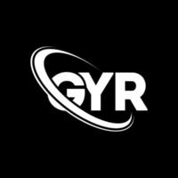 logo giroscopico. lettera giro. design del logo della lettera gyr. iniziali gyr logo collegate con cerchio e logo monogramma maiuscolo. tipografia gyr per il marchio tecnologico, commerciale e immobiliare. vettore