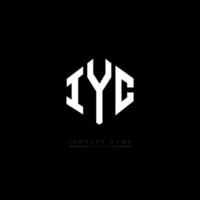 design del logo della lettera iyc con forma poligonale. iyc poligono e design del logo a forma di cubo. iyc esagono logo modello vettoriale colori bianco e nero. monogramma iyc, logo aziendale e immobiliare.