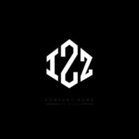 design del logo della lettera izz con forma poligonale. izz poligono e design del logo a forma di cubo. izz esagono logo modello vettoriale colori bianco e nero. monogramma izz, logo aziendale e immobiliare.