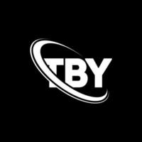 tby logo. per lettera. design del logo della lettera tby. iniziali tby logo collegate a cerchio e logo monogramma maiuscolo. tby tipografia per il marchio tecnologico, commerciale e immobiliare. vettore