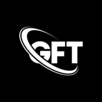 logo gft. lettera gft. design del logo della lettera gft. iniziali gft logo collegate con cerchio e logo monogramma maiuscolo. tipografia gft per il marchio tecnologico, commerciale e immobiliare. vettore