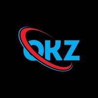 logo okz. lettera ok. design del logo della lettera okz. iniziali logo okz collegate con cerchio e logo monogramma maiuscolo. tipografia okz per il marchio tecnologico, commerciale e immobiliare. vettore