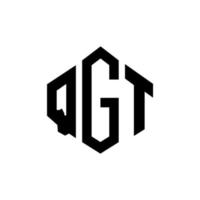 design del logo della lettera qgt con forma poligonale. qgt poligono e design del logo a forma di cubo. qgt modello di logo vettoriale esagonale colori bianco e nero. monogramma qgt, logo aziendale e immobiliare.